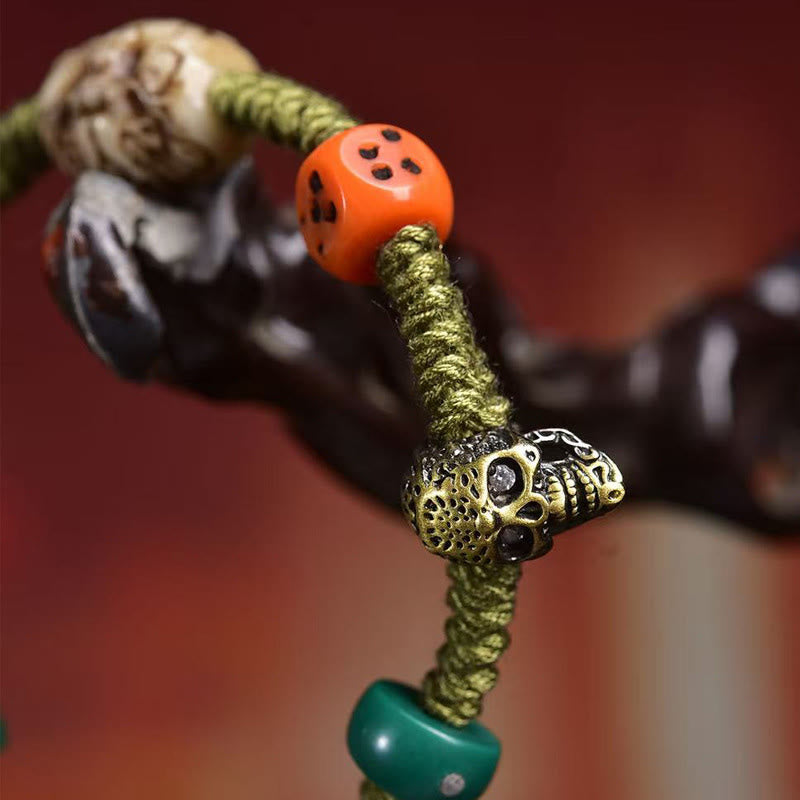 Nimara Ritual Tibetan Dragon Pattern Dice Handmade Rope Bracelet