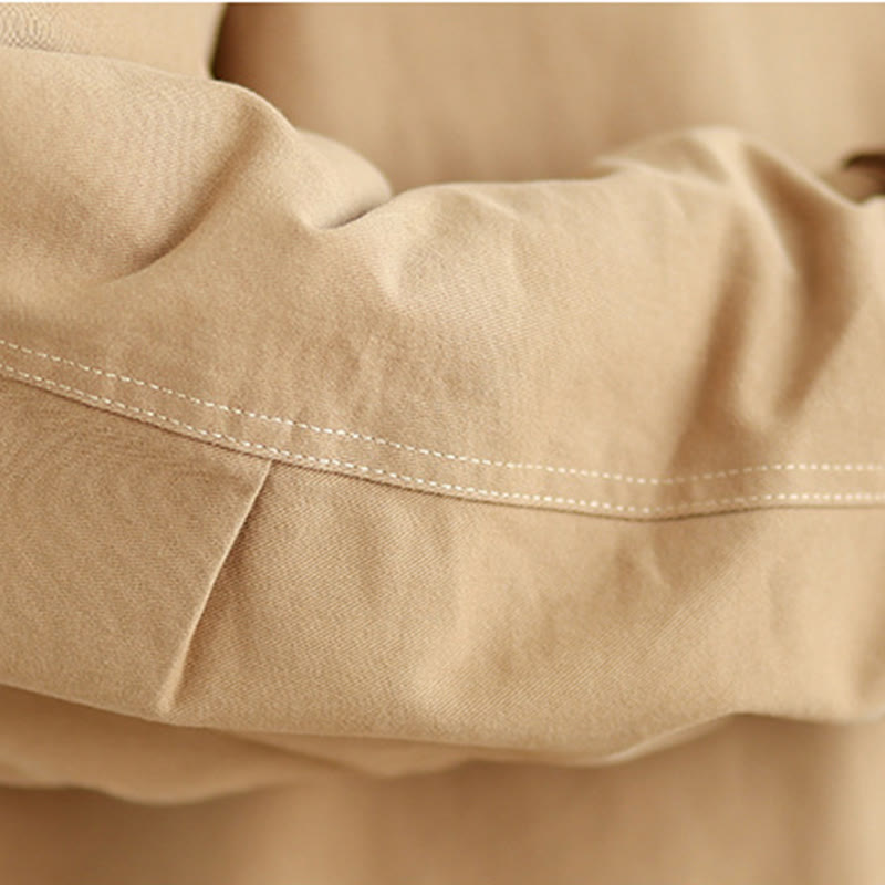 Nimara Ritual Plain Lapel Buttons Design Women's Long Sleeve Quilted Cotton Jacket With Pockets