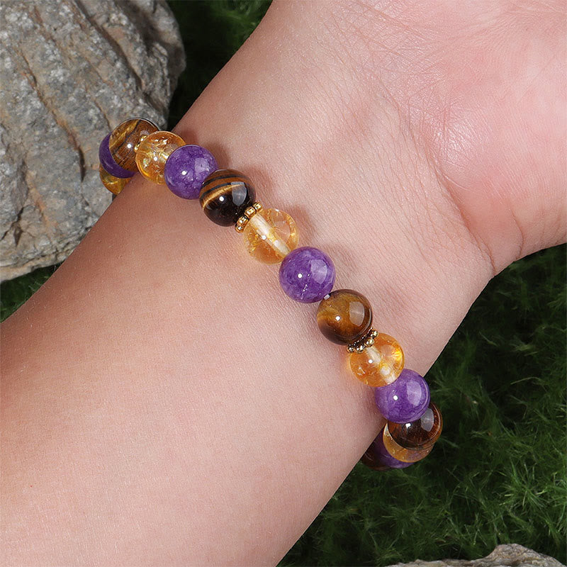 Nimara Ritual Amethyst Tiger Eye Citrine Spacer Beads Healing Bracelet