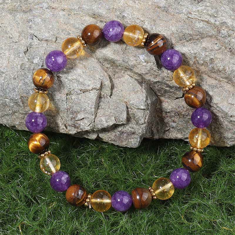 Nimara Ritual Amethyst Tiger Eye Citrine Spacer Beads Healing Bracelet