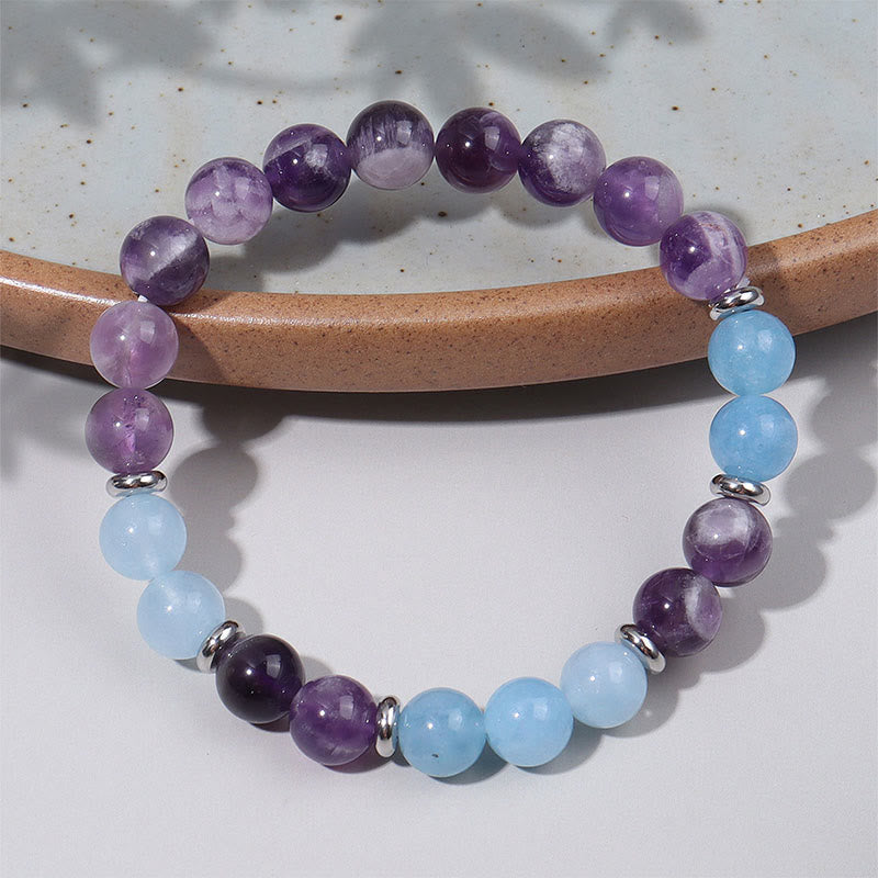 Nimara Ritual Amethyst Aquamarine Spacer Beads Peace Bracelet