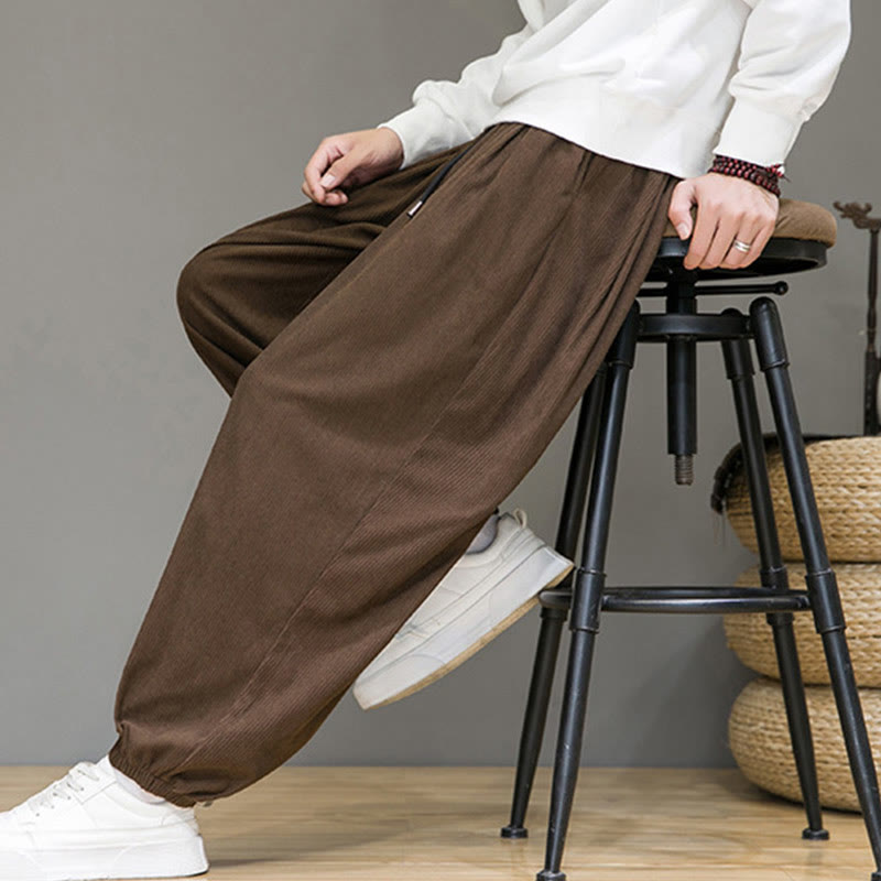 Nimara Ritual Commute Plain Men's Thermal Fleece-Lined Ankle-Length Pants With Pockets