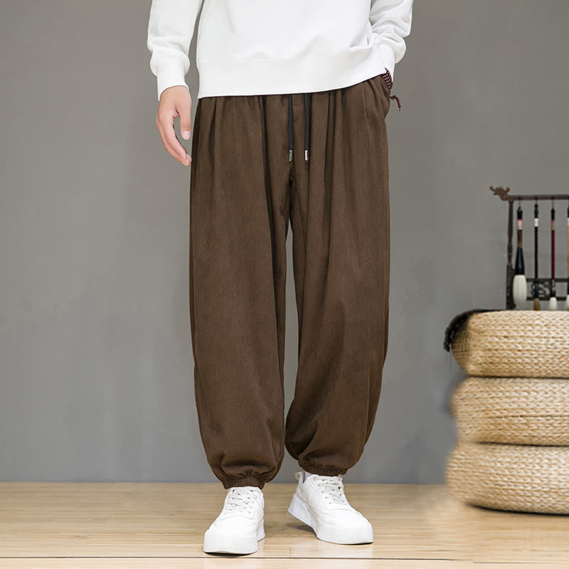 Nimara Ritual Commute Plain Men's Thermal Fleece-Lined Ankle-Length Pants With Pockets