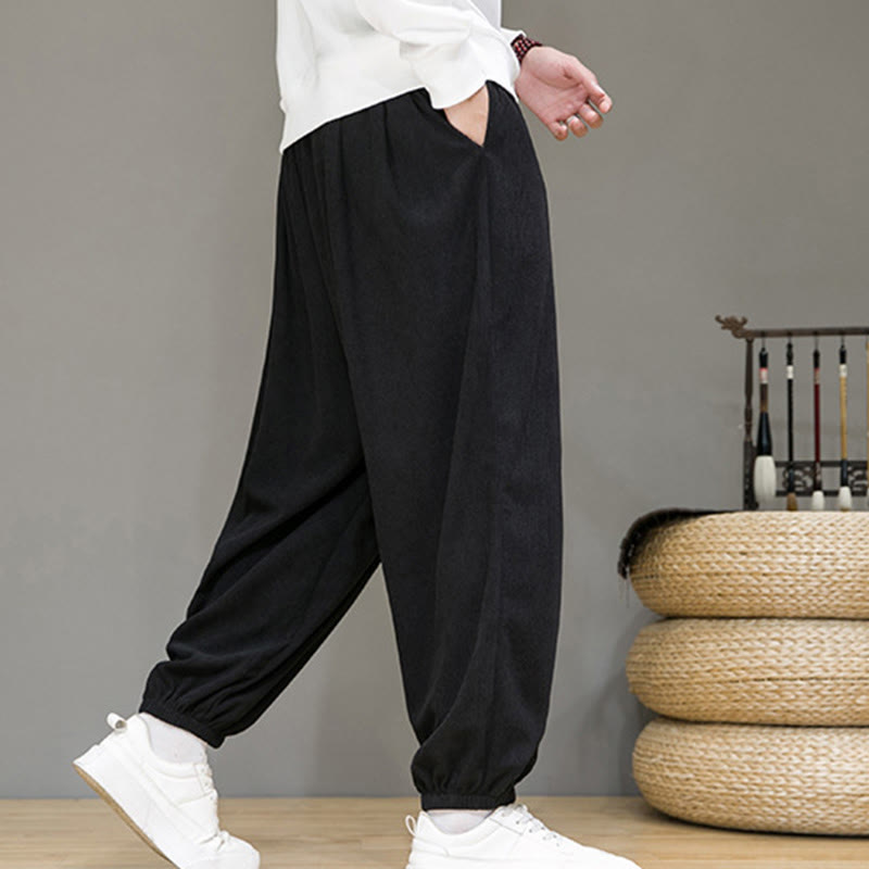 Nimara Ritual Commute Plain Men's Thermal Fleece-Lined Ankle-Length Pants With Pockets