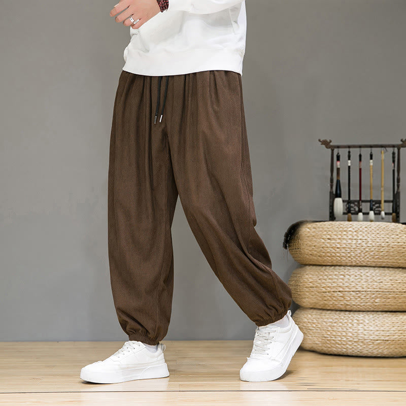 Nimara Ritual Commute Plain Men's Thermal Fleece-Lined Ankle-Length Pants With Pockets