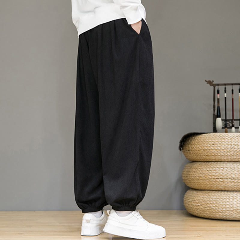 Nimara Ritual Commute Plain Men's Thermal Fleece-Lined Ankle-Length Pants With Pockets