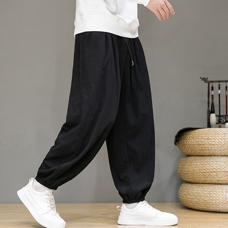 Nimara Ritual Commute Plain Men's Thermal Fleece-Lined Ankle-Length Pants With Pockets