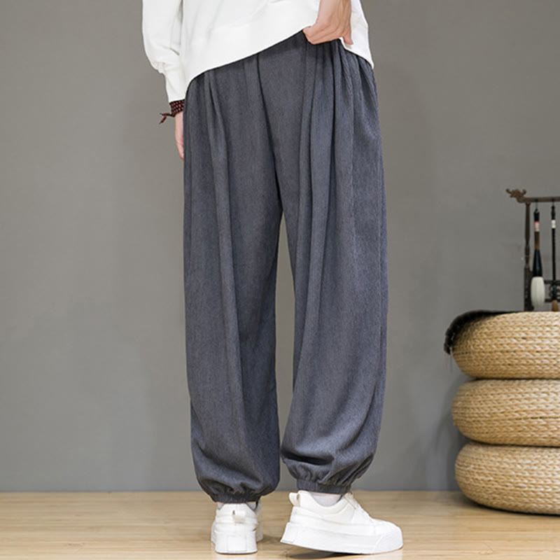 Nimara Ritual Commute Plain Men's Thermal Fleece-Lined Ankle-Length Pants With Pockets