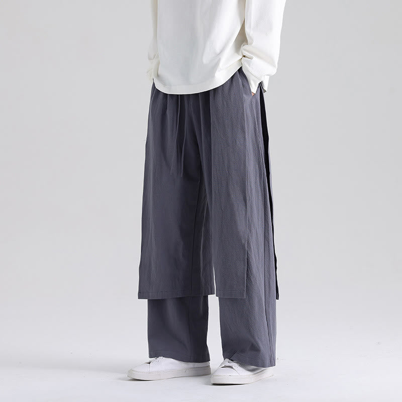 Nimara Ritual Plain Patchwork Design Men's Cotton Pants With Pockets