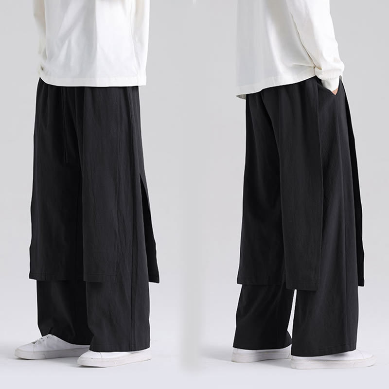 Nimara Ritual Plain Patchwork Design Men's Cotton Pants With Pockets