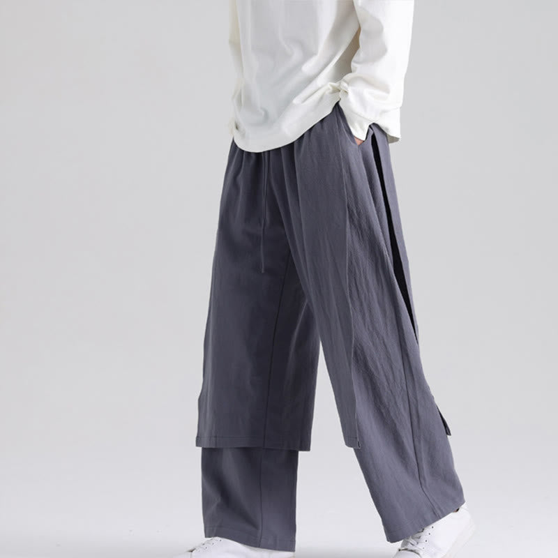 Nimara Ritual Plain Patchwork Design Men's Cotton Pants With Pockets