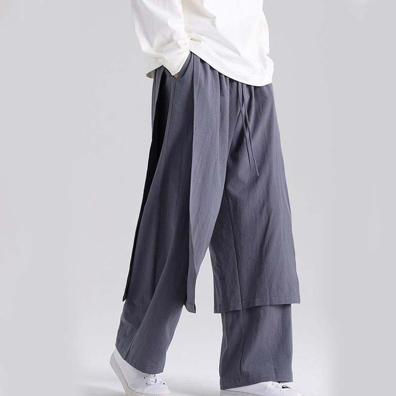 Nimara Ritual Plain Patchwork Design Men's Cotton Pants With Pockets