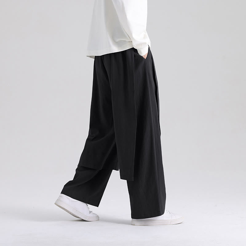 Nimara Ritual Plain Patchwork Design Men's Cotton Pants With Pockets