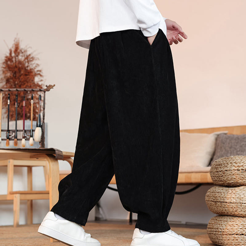 Nimara Ritual Casual Solid Color Simple Design Men's Cotton Pants With Pockets