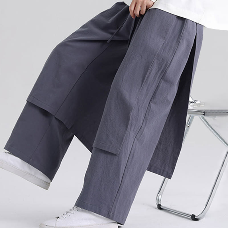 Nimara Ritual Plain Patchwork Design Men's Cotton Pants With Pockets