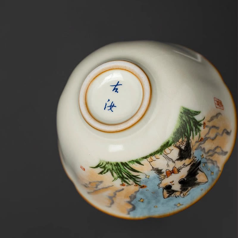 Nimara Ritual Cute Bow Tie Cat Teacup Kung Fu Tea Cup