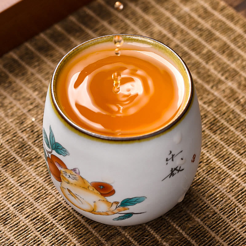 Nimara Ritual Cute Lying Cat Branches Teacup Kung Fu Tea Cup