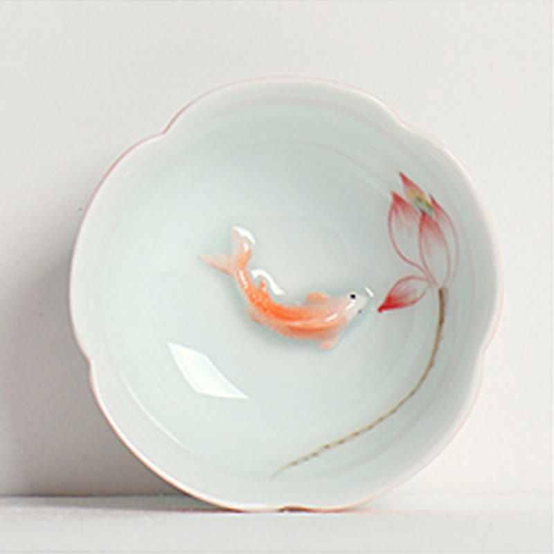 Nimara Ritual Koi Fish Lotus Hand Teacup Kung Fu Tea Cup