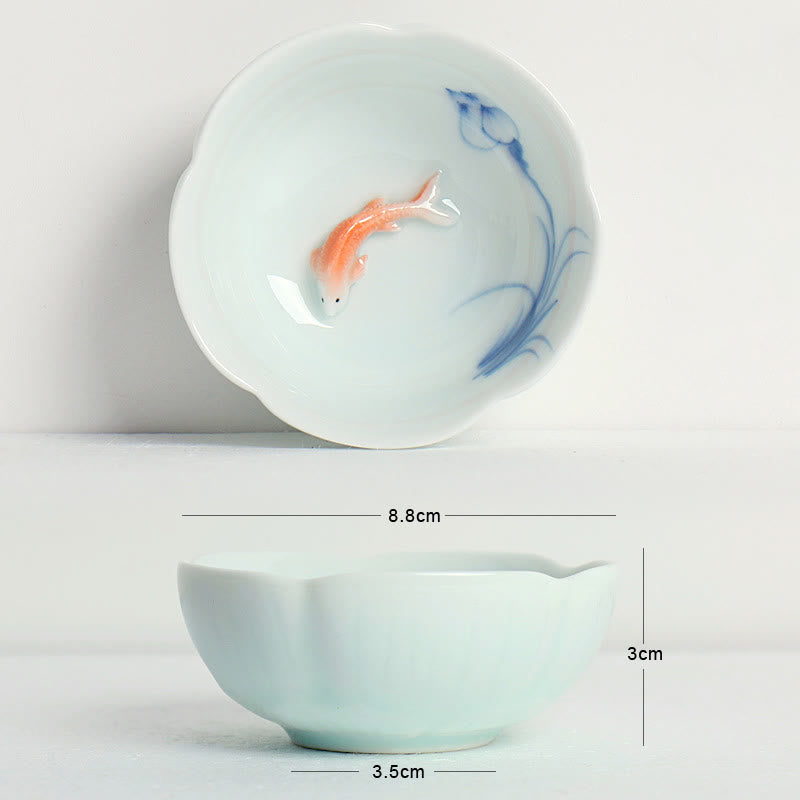 Nimara Ritual Koi Fish Lotus Hand Teacup Kung Fu Tea Cup