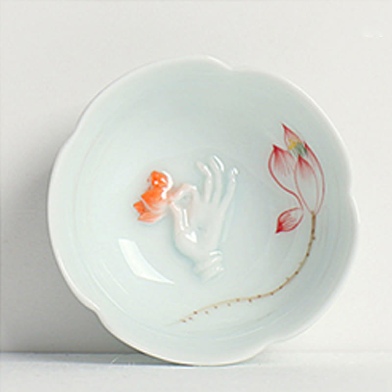 Nimara Ritual Koi Fish Lotus Hand Teacup Kung Fu Tea Cup