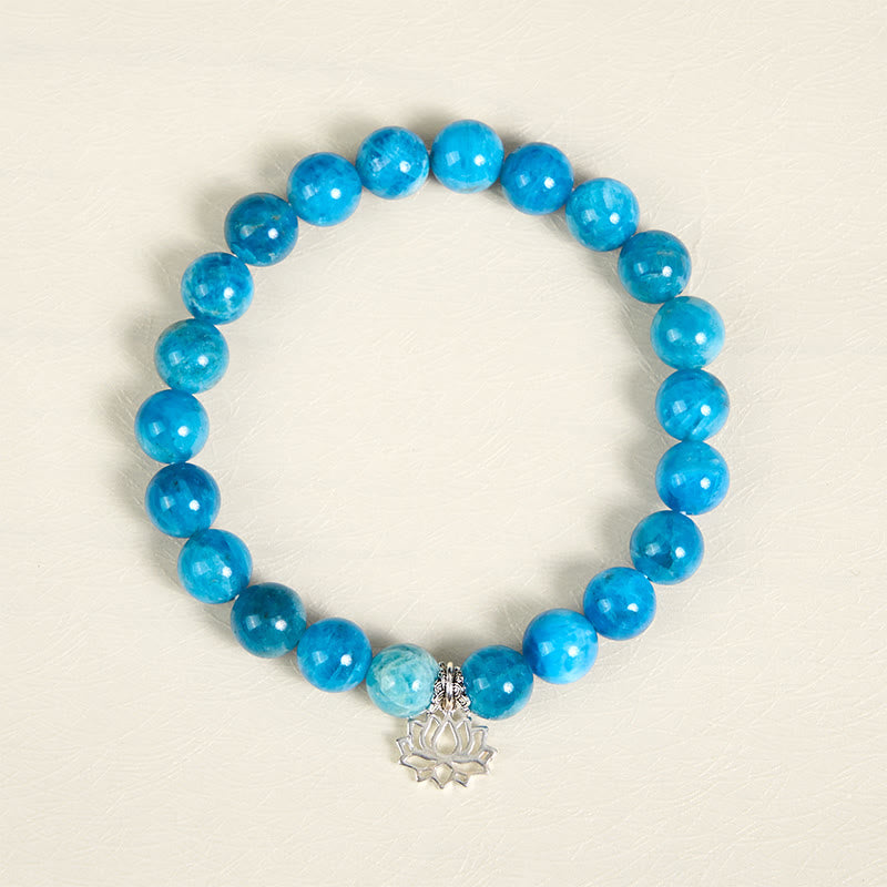 Nimara Ritual 925 Sterling Silver Lotus Natural Apatite Creativity Bracelet