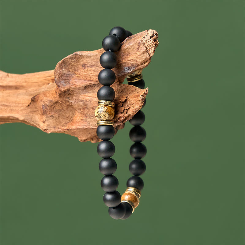 Nimara Ritual Natural Frosted Black Onyx Picture Jasper Fortune Bracelet