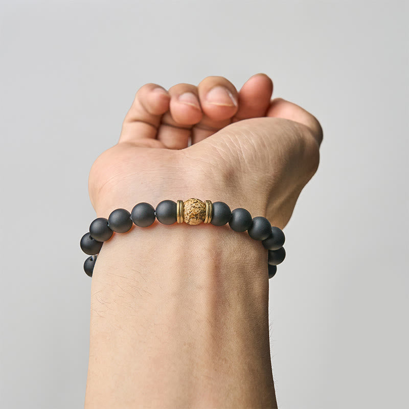 Nimara Ritual Natural Frosted Black Onyx Picture Jasper Fortune Bracelet
