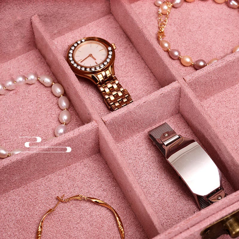 Nimara Ritual Simple Design Jewelry Box Organizer Two-Layer Jewelry Storage Box Flannel Box With Lock