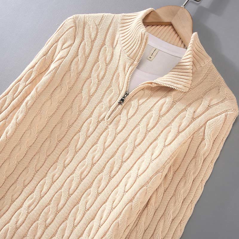 Nimara Ritual Winter Textured High Neck Zipper Design Men's Long Sleeve Cotton Sweater