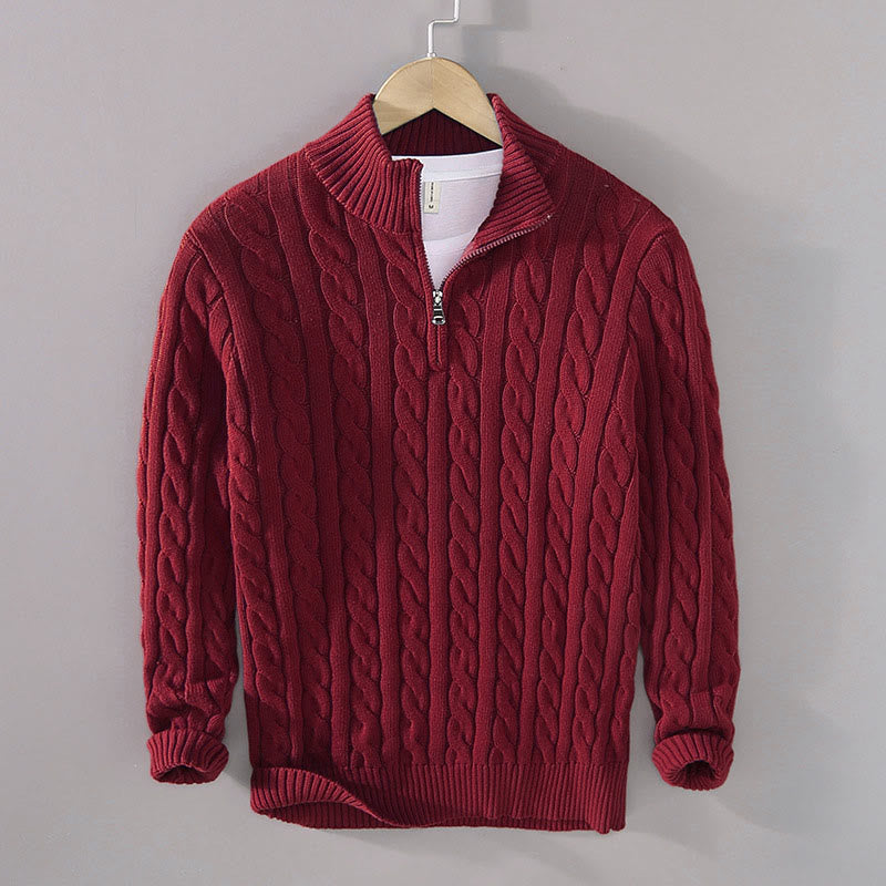 Nimara Ritual Winter Textured High Neck Zipper Design Men's Long Sleeve Cotton Sweater