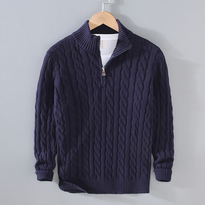 Nimara Ritual Winter Textured High Neck Zipper Design Men's Long Sleeve Cotton Sweater