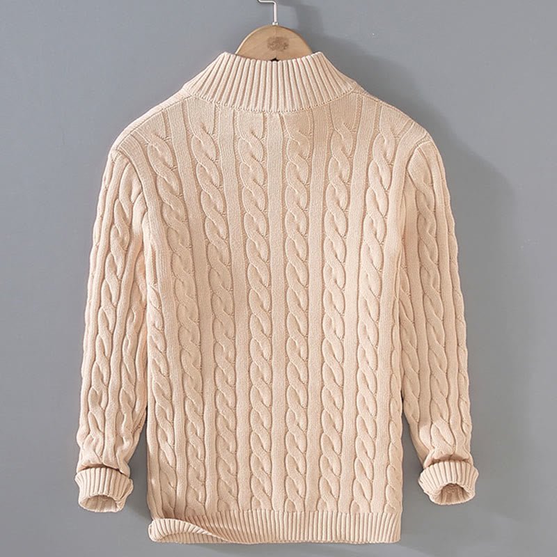 Nimara Ritual Winter Textured High Neck Zipper Design Men's Long Sleeve Cotton Sweater