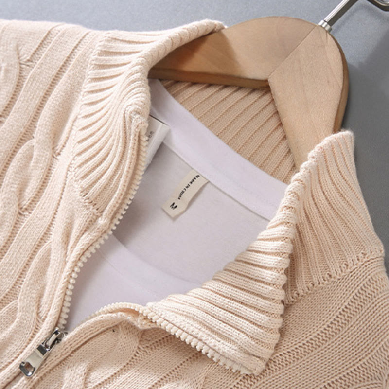 Nimara Ritual Winter Textured High Neck Zipper Design Men's Long Sleeve Cotton Sweater