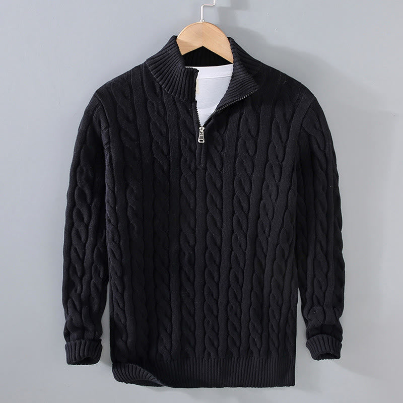 Nimara Ritual Winter Textured High Neck Zipper Design Men's Long Sleeve Cotton Sweater