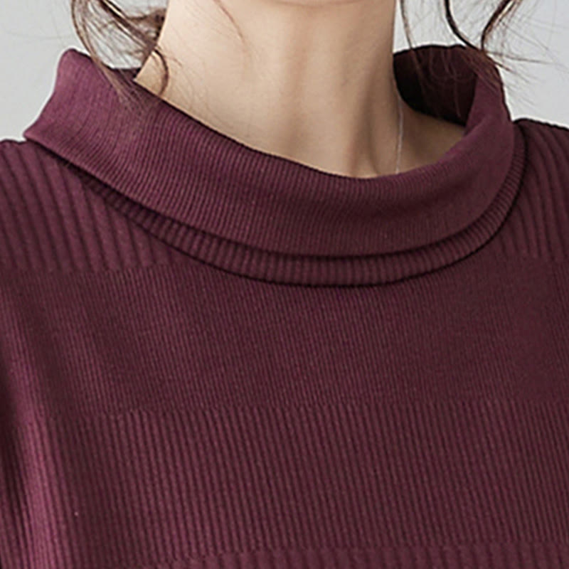 Nimara Ritual Winter Irregular Hem Design Mock Neck Long Sleeve Midi Dress With Pockets
