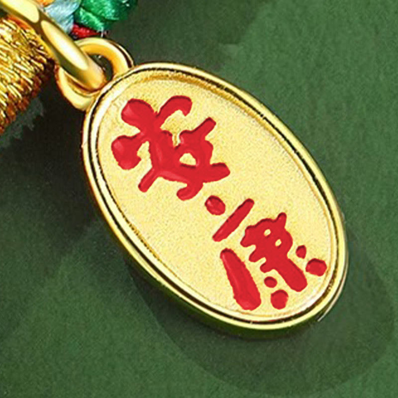Nimara Ritual Handmade Peace Buckle Jade Prosperity 925 Sterling Silver Colorful Rope Bracelet