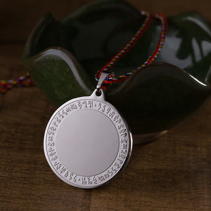 Nimara Ritual Blue Medicine Buddha Heart Mantra Titanium Steel Faith Colored Rope Necklace Pendant