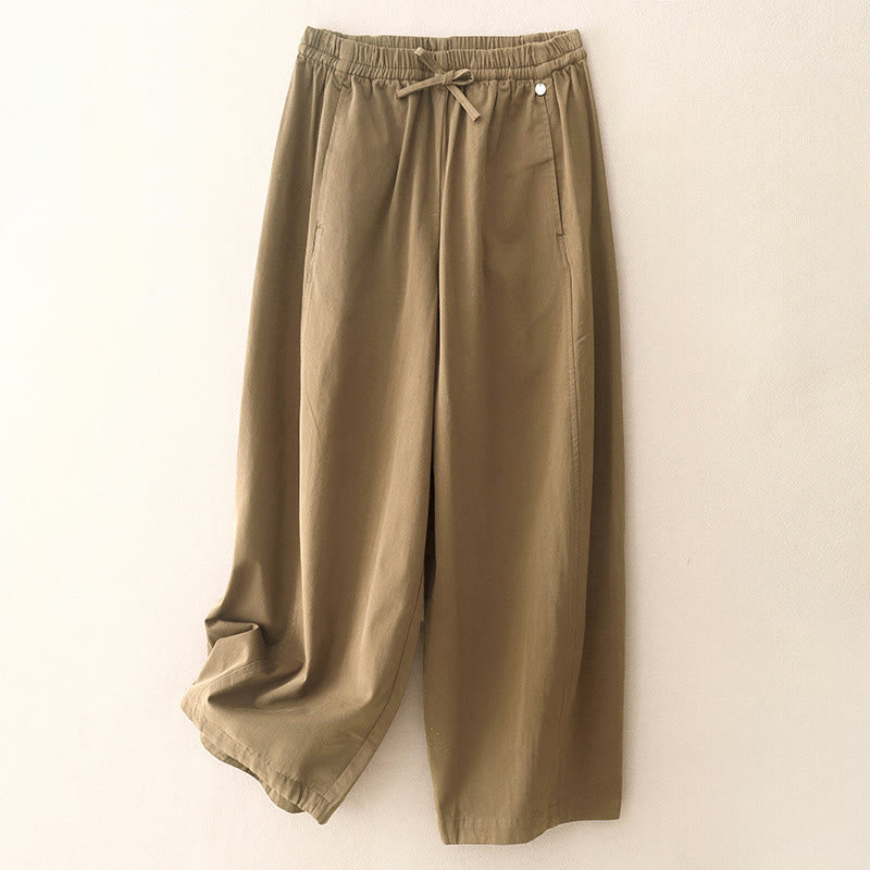 Nimara Ritual Plain 7-8 Length Women's Harem Cotton Pants With Pockets