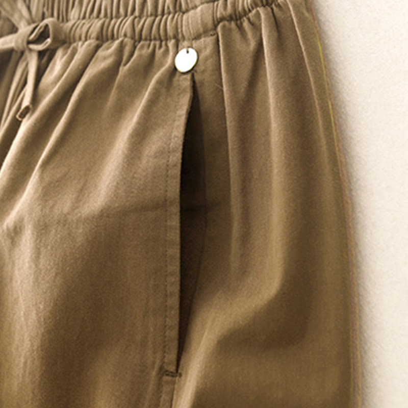 Nimara Ritual Plain 7-8 Length Women's Harem Cotton Pants With Pockets