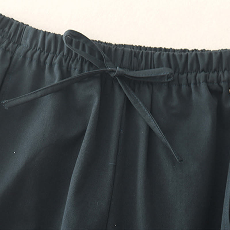 Nimara Ritual Plain 7-8 Length Women's Harem Cotton Pants With Pockets