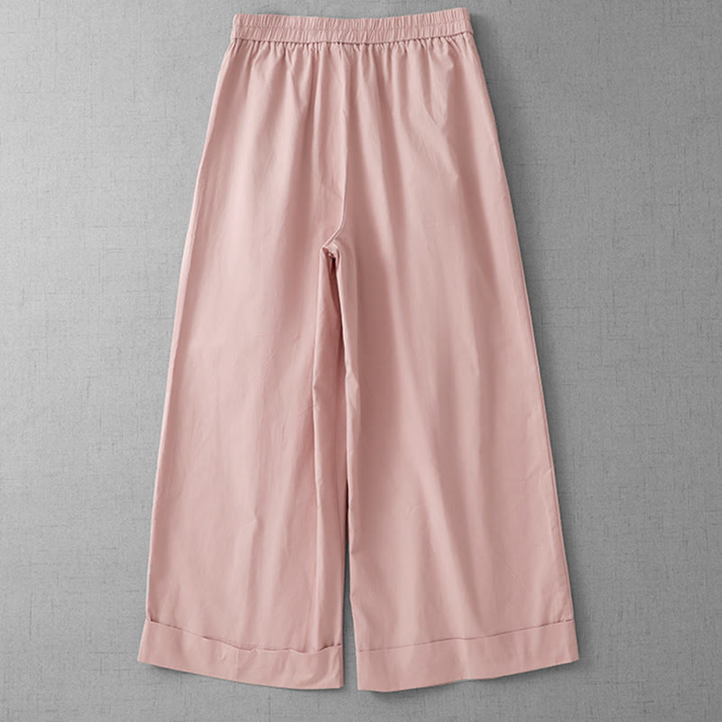 Nimara Ritual Casual Plain Polyester Women's 7-8 Length Wide Leg Pants With Pockets