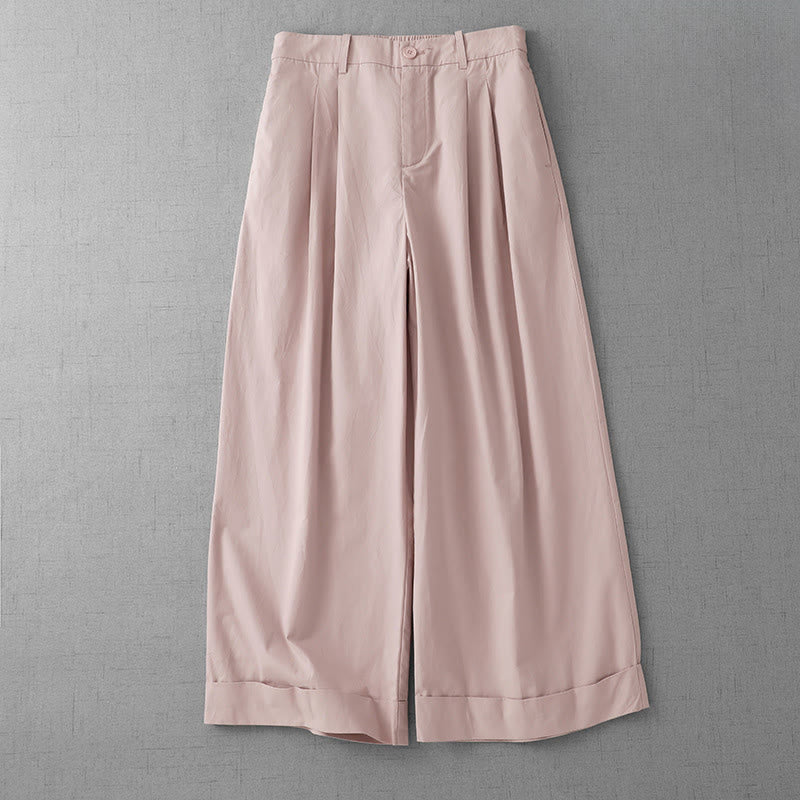 Nimara Ritual Casual Plain Polyester Women's 7-8 Length Wide Leg Pants With Pockets