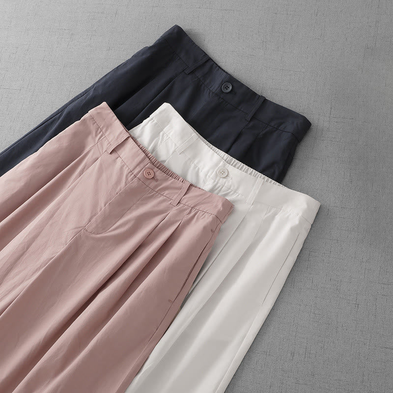 Nimara Ritual Casual Plain Polyester Women's 7-8 Length Wide Leg Pants With Pockets