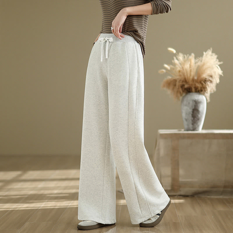 Nimara Ritual Casual Plain Cotton Women's Wide Leg Pants With Pockets