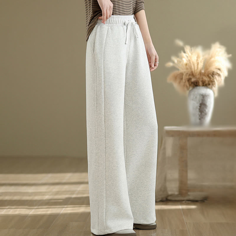 Nimara Ritual Casual Plain Cotton Women's Wide Leg Pants With Pockets