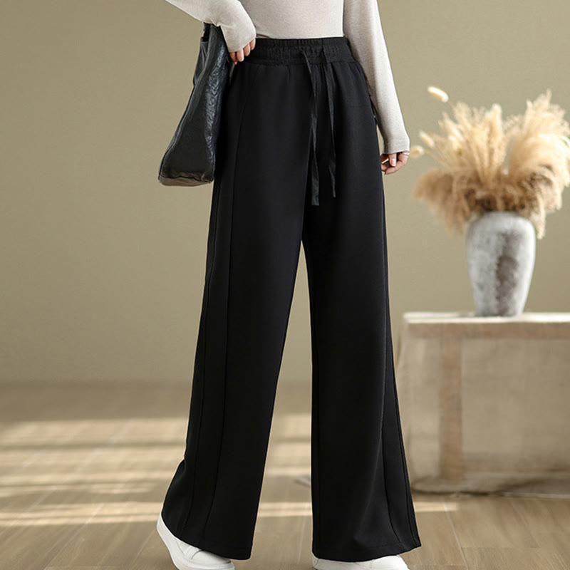 Nimara Ritual Casual Plain Cotton Women's Wide Leg Pants With Pockets
