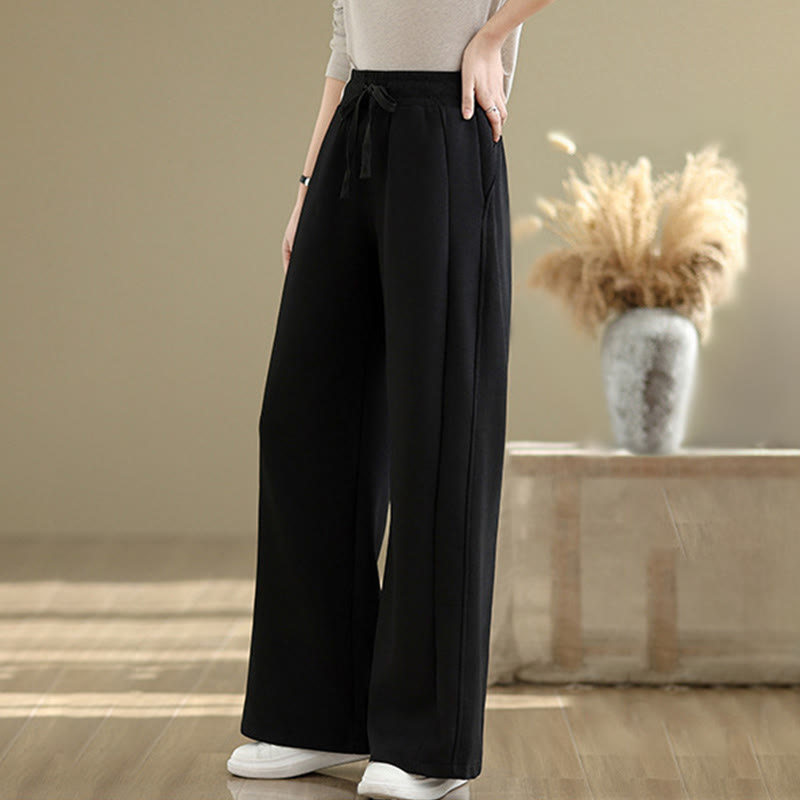 Nimara Ritual Casual Plain Cotton Women's Wide Leg Pants With Pockets