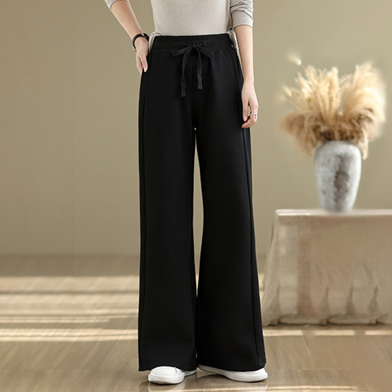 Nimara Ritual Casual Plain Cotton Women's Wide Leg Pants With Pockets