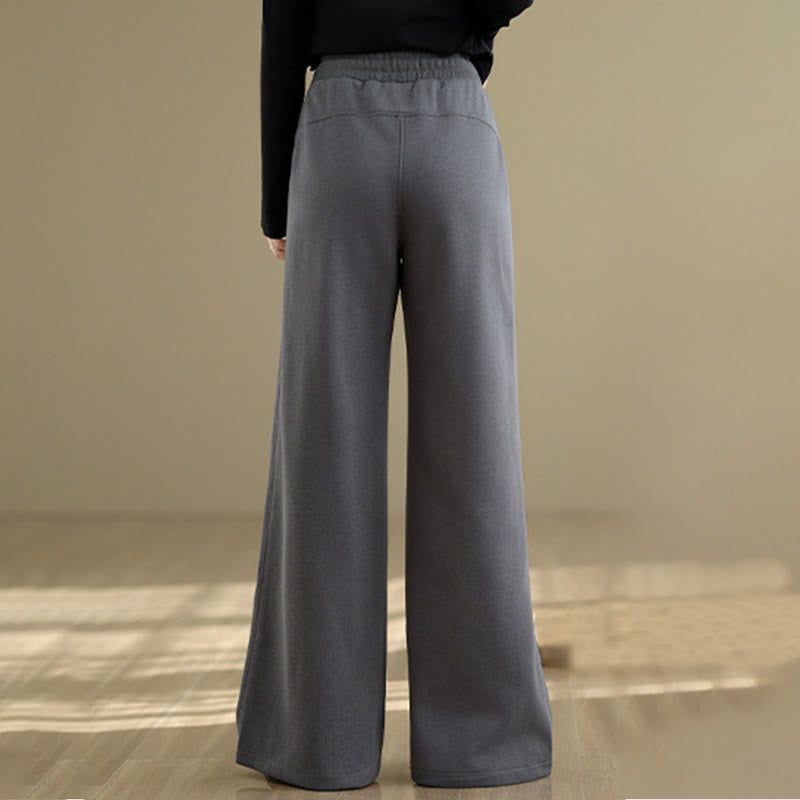 Nimara Ritual Casual Plain Cotton Women's Wide Leg Pants With Pockets