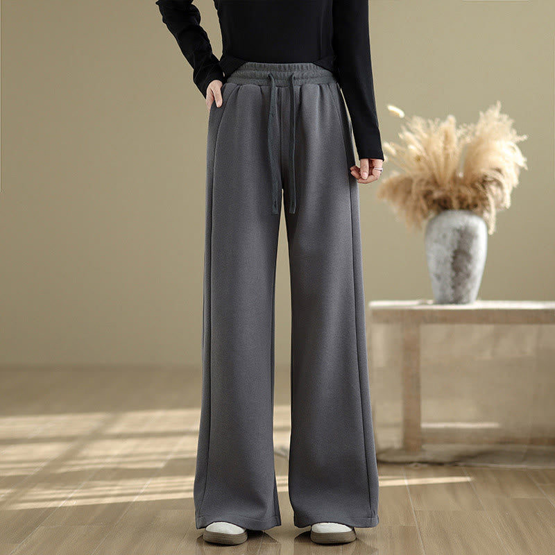 Nimara Ritual Casual Plain Cotton Women's Wide Leg Pants With Pockets